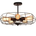 Tangkula Semi Flush Mount Ceiling Light Industrial Pendant Lights With 5 E26 Bulb Base Metal Cage Hanging Lighting Fixture 