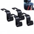 Amooca Car Seat Headrest Hook 4 Pack Hanger Storage Organizer Universal For Handbag Purse Coat Fit Vehicle Black With Buckle 