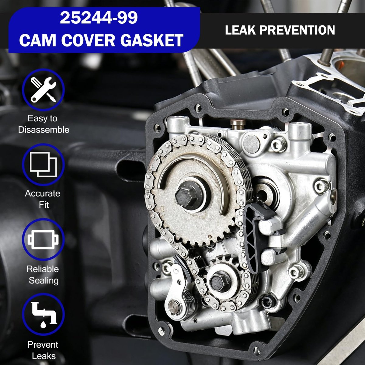 Cam Cover Gasket 25244-99 For 2005 2006 Softail Deluxe Flstn And Harley Twin Engine Models 1999 2017