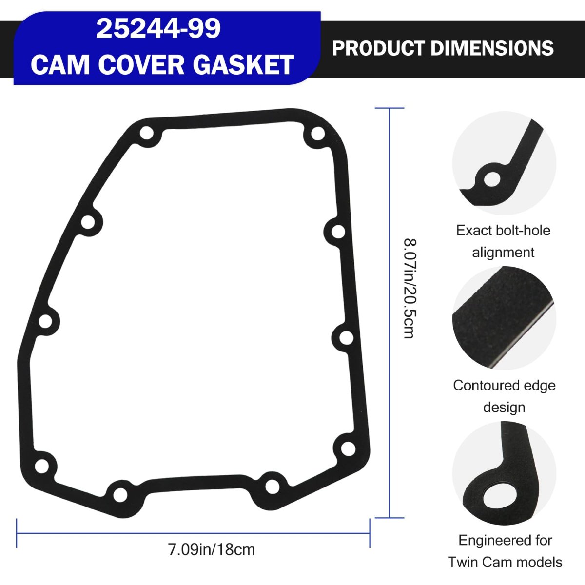 Cam Cover Gasket 25244-99 For 2005 2006 Softail Deluxe Flstn And Harley Twin Engine Models 1999 2017