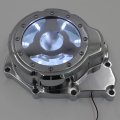 Httmt- Chrome W White Led Left Engine Stator Cover See Thru Compatible With 2006-2014 Yamah Yzf-r6 P N Mt313-008a-cd