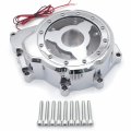 Httmt- Chrome W White Led Left Engine Stator Cover See Thru Compatible With 2006-2014 Yamah Yzf-r6 P N Mt313-008a-cd