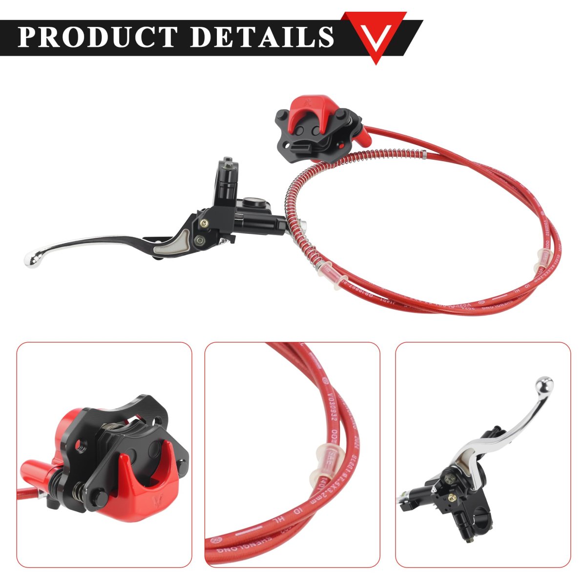 Hydraulic Brake Kit Master Cylinder Caliper For 50cc 70cc 90cc 110cc 125cc Chinese Kids Atv Mini Quad Red Type A With Stainless
