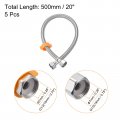 Uxcell Faucet Supply Line Connector 5pcs G1 2 Female X 20 Inch Long Braided 304 Stainless Steel Water Hose Silver Tone