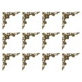 60pcs Vintage Flat Corner Bracket 1 X 6 Metal Desk Book Protectors Hollow Decorative Edge Cover For Furniture Jewelry Box Gifts 