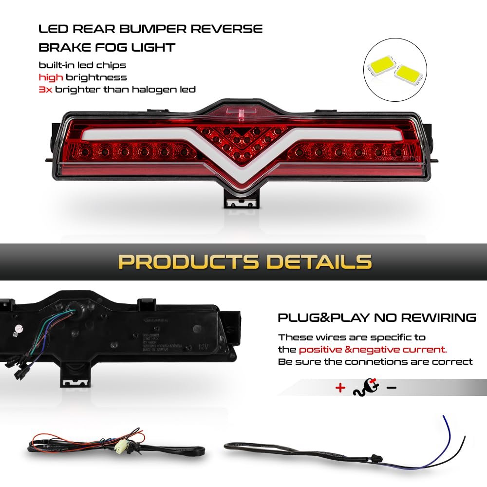 Full Led Rear Bumper Center Backup Reverse Brake Light Tail Running Fog Lamp Assembly Replacement For 2013-2020 Subaru Brz
