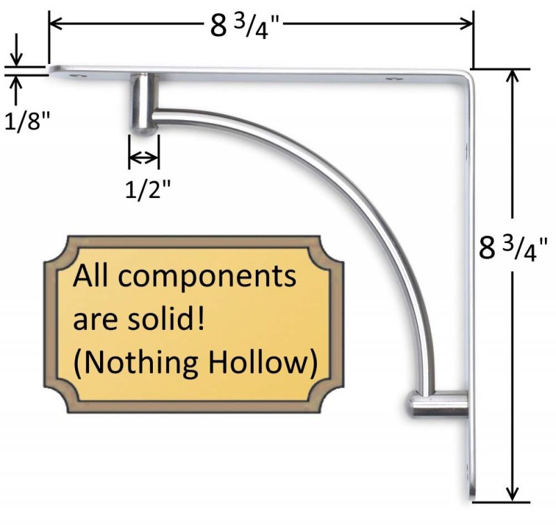 Desunia Decorative Contemporary Shelf Brackets 8 3 4inches X Satin Nickel Pair