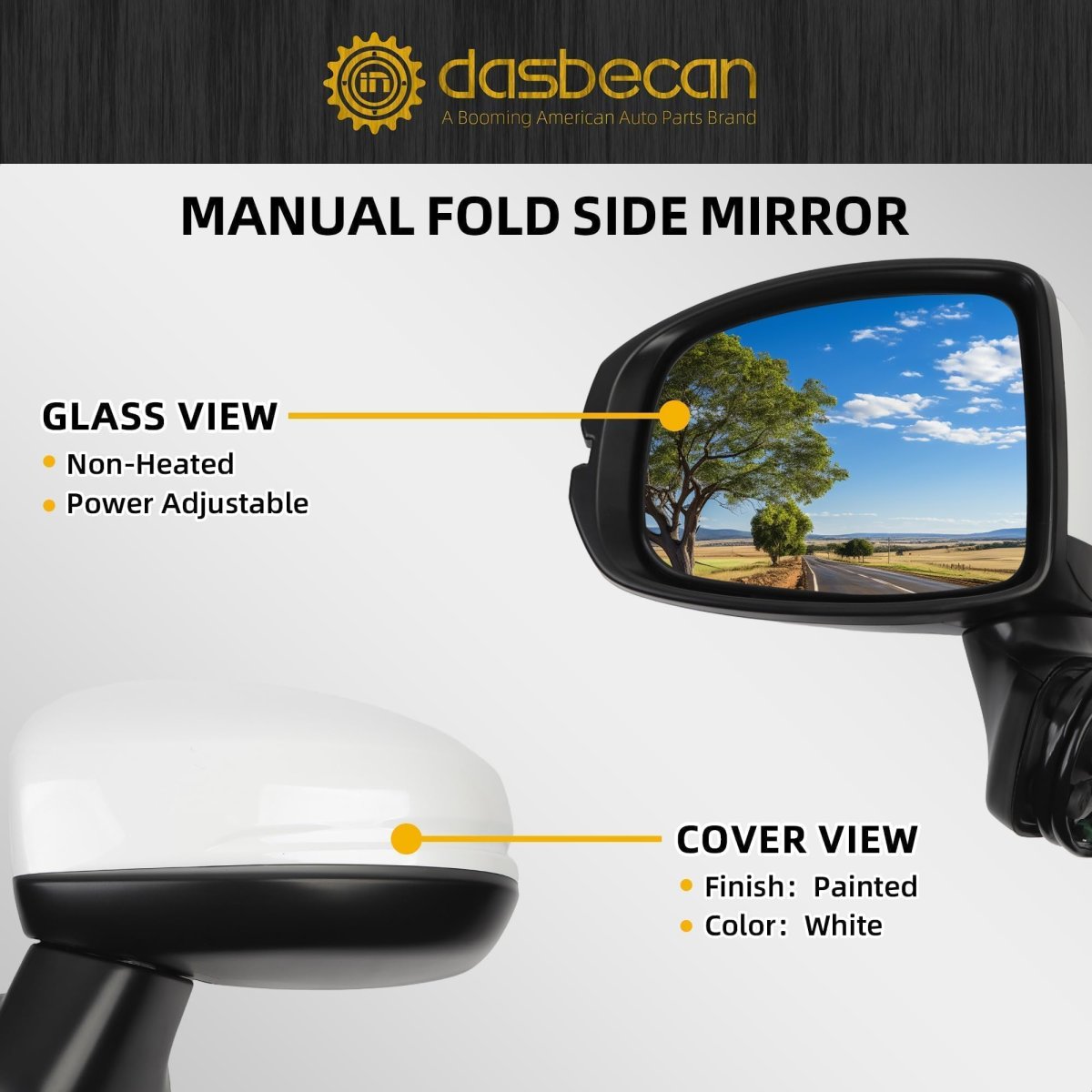 Driver Side Mirror For 2015 2020 Honda Fit Jazz White Non Heated Manual Fold Power Glass 3 Pins Replaces H01320332 76258 T5r