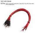 12pcs Mixed Colour 3mm Leds Prewired Light Dc3-5v 20cm Pre Wired Led
