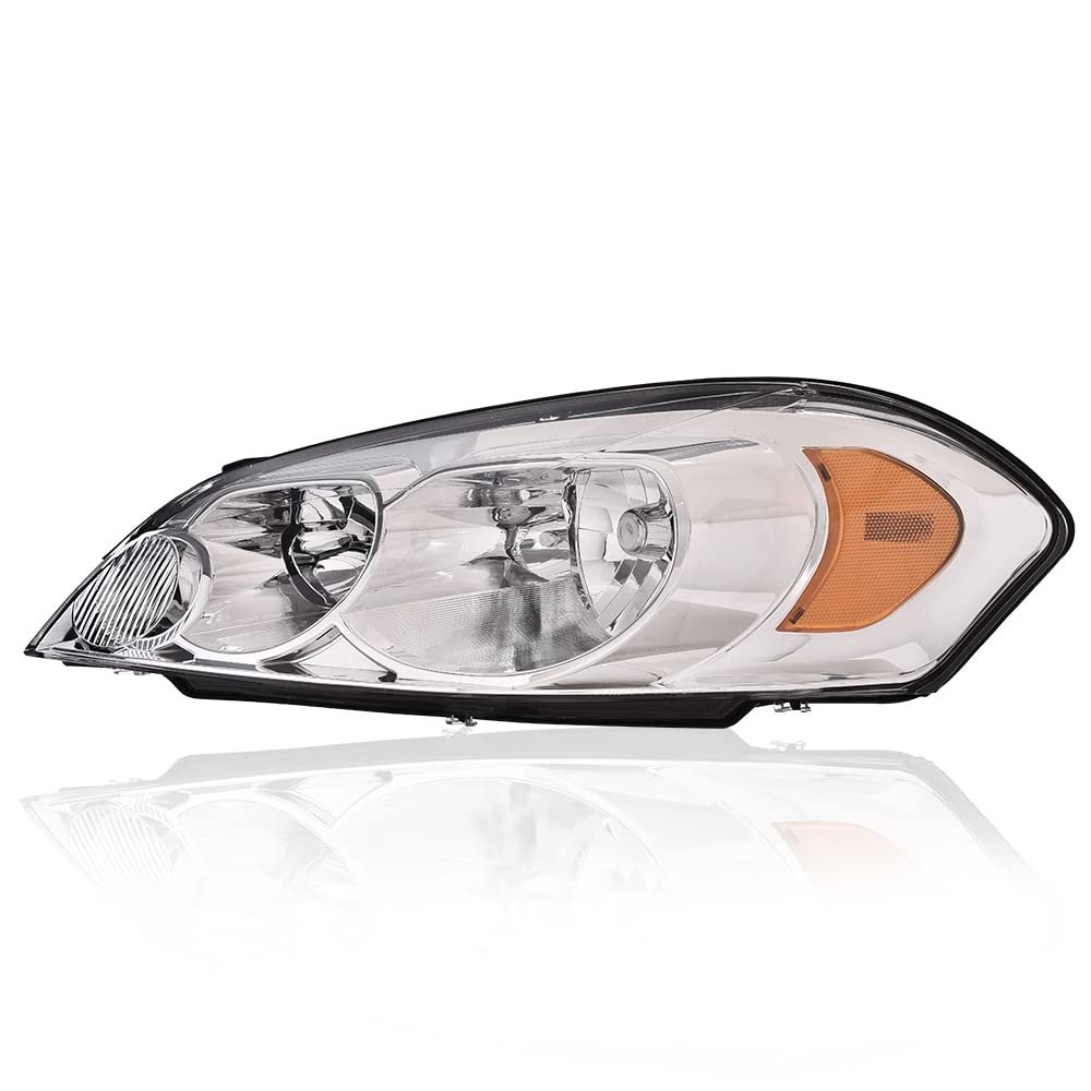 Headlight Assembly For 2006-2007 Chevy Monte Carlo 2006-2013 And 2014-2016 Impala Limited Left Side Clear Lens Chrome Housing
