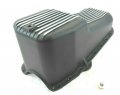 1955-79 Chevy 350 383 Aluminum Finned Oil Pan Driver Side Dip Black E44001b 