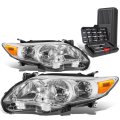 Auto Dynasty Chrome Housing Amber Corner Headlight Lamps Tool Kit For Corolla Sedan 11-13 
