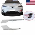 2 Pcs Left Side Front Fog Light Molding Chrome Strip Trim Upper Lower 1049609-00-f 1049611-00-f Fit For Tesla Model X 2016-2021