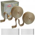 Ledaut 2 Roll X 50 Titanium Exhaust Heat Wrap For Motorcycle Fiberglass Shield Tape With Stainless Ties 