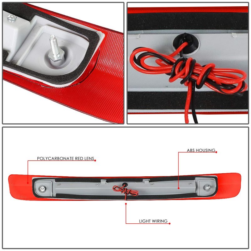 Dna Motoring 3bl-tlc98-led-rd Red Lens Led Third Tail Brake Light For 98-07 Land Cruiser