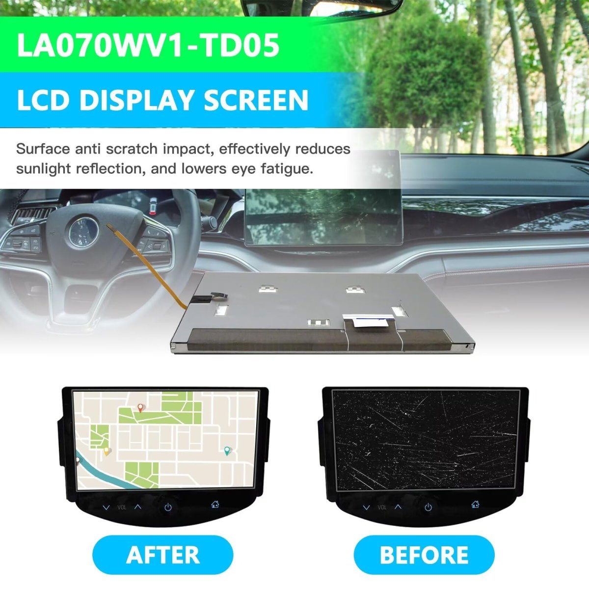 7 In Radio Navigation Lcd Display Touch Screen 4pin La070wv1-td05 For 2012-2016 Chevrolet Sonic And Spark