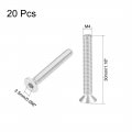Uxcell M4x30mm Flat Head Machine Screws Inner Hex Screw 304 Stainless Steel Fasteners Bolts 20pcs