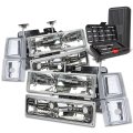 Auto Dynasty Chrome Housing Headlight Head Lamps W Bumper Corner Tool Kit For Chevy Blazer C10 C K Tahoe 94-00 