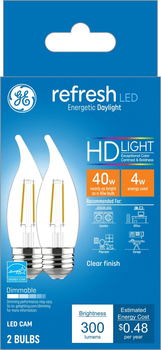 Ge Lighting 36978 Refresh Led Hd Light 2 Bulbs Clear Count