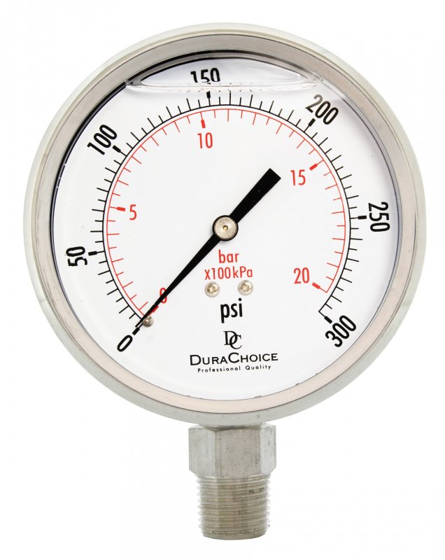 Durachoice 4 All Stainless Steel Oil Filled Pressure Gauge 1 2 Npt Lower Mount 300psi