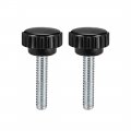 M6 X 25mm Metric Male Thread Knurled Clamping Knobs Grip Thumb Screw On Type Plastic Threaded Hand Bolt Black 2 Pcs 