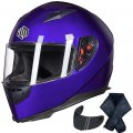 Full Face Motorcycle Street Bike Helmet Dot Model Jk313 Blue X Large Includes 2 Visors And Removable Winter Neck Scarf 