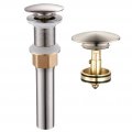 Wovier Brushed Nickel Bathroom Sink Drain Without Overflow Vessel Lavatory Vanity Pop Up Stopper All Metal Rustproof Brass And 