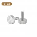 Uxcell M5x16mm Knurled Thumb Screws 5pcs 304 Stainless Steel Flat Head Fully Threaded Bolts Grip Knobs Fasteners