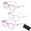 Uzuibang Safety Glasses For Women 3pack Anti Fog Goggles Comfortable Blue Light Blocking Uv Protective Adult Nurse Pink Purple 