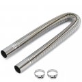 Universal Stainless Steel Parking Air Heater Exhaust Pipe 1 In Caliber Diesel Gas Vent Flex Hose For Car Truck 24 60 Cm With 2 
