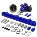 Auto Dynasty Compatible With Honda B-series Top Feed Fuel Injector Rail Kit Fuel Pressure Regulator Blue