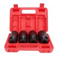 Qiilu 1 2-inch Drive Deep Spindle Axle Nut Impact Socket Set 12 Point Head Adapter High Hardness 30 32 34 36 Mm