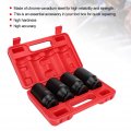 Qiilu 1 2-inch Drive Deep Spindle Axle Nut Impact Socket Set 12 Point Head Adapter High Hardness 30 32 34 36 Mm