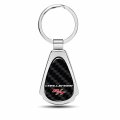 Dodge Challenger R T Real Black Carbon Fiber Chrome Metal Teardrop Key Chain