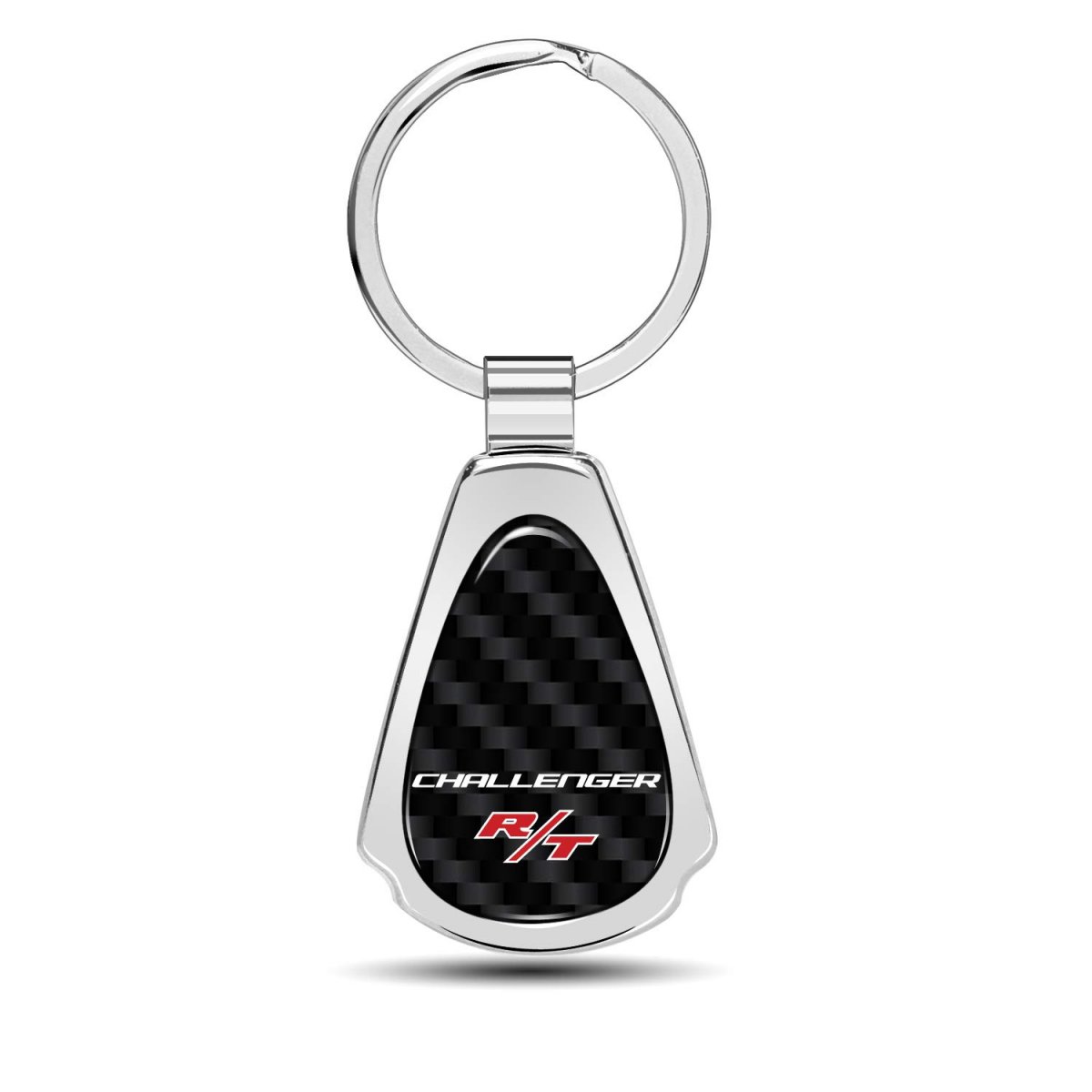 Dodge Challenger R T Real Black Carbon Fiber Chrome Metal Teardrop Key Chain