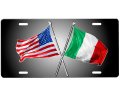 American Italian Flag License Plate 