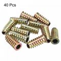 Uxcell M8x30mm Furniture Screw-in Nut Zinc Alloy Threaded Insert Nuts For Wood 40pcs