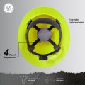 Ge Hard Hat Full Brim Padded 4-point Ratchet Suspension Ansi Z89 1-2014 Safety Hats For Men Impact Resistant Durable