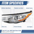 To2502221 Facotry Style Projector Headlights Assembly Compatible With Toyota Highlander 2014-2016 Driver Left Side Chrome