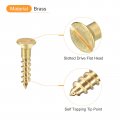 Uxcell Brass Wood Screws 50pcs M2 5 X 12mm Slotted Drive Flat Head Self Tapping Screw Countersunk For Woodworking Furniture
