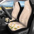 Toaddmos 4 Pieces Car Seat Cover Full Set Daisy Floral Music Notes With Front Cover And Rear Split Bench Protector Covers