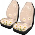 Toaddmos 4 Pieces Car Seat Cover Full Set Daisy Floral Music Notes With Front Cover And Rear Split Bench Protector Covers