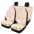 Toaddmos 4 Pieces Car Seat Cover Full Set Daisy Floral Music Notes With Front Cover And Rear Split Bench Protector Covers 