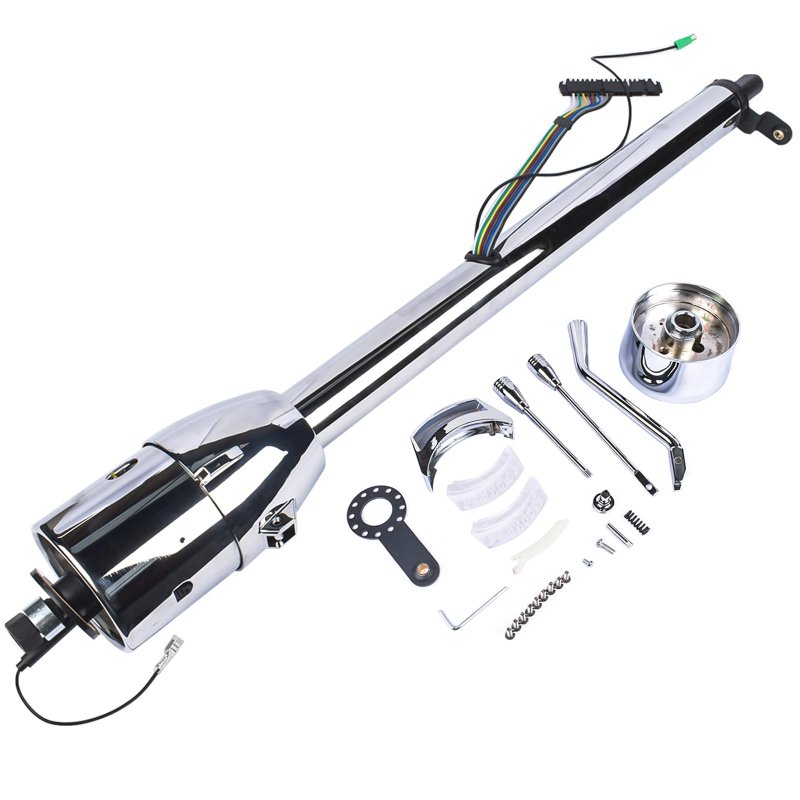32 Chrome Stainless Steel Automatic Column Shift Tilt Steering No Key A 9 Bolt Style Wheel Adapter