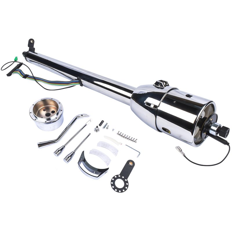 32 Chrome Stainless Steel Automatic Column Shift Tilt Steering No Key A 9 Bolt Style Wheel Adapter