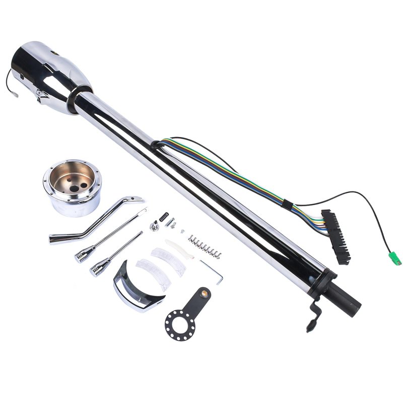 32 Chrome Stainless Steel Automatic Column Shift Tilt Steering No Key A 9 Bolt Style Wheel Adapter