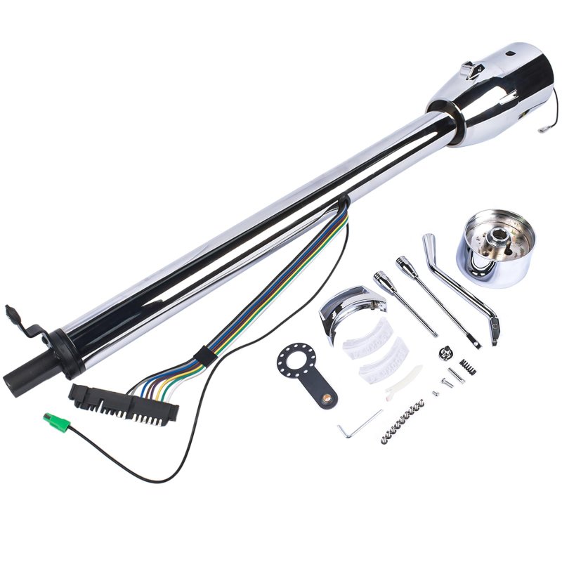 32 Chrome Stainless Steel Automatic Column Shift Tilt Steering No Key A 9 Bolt Style Wheel Adapter