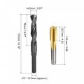 Uxcell Metric Tap M16 X 5mm Pitch H2 Right Hand Thread 14 Drill Bit Hss 9341 Black Oxide With 1 2 Inch Straight Reduced Shank