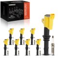 Yellow Set Of 16 Ignition Coil Pack And Iridium Spark Plugs For Ford F-150 F-350 F-250 Super Duty Explorer Mustang Expedition