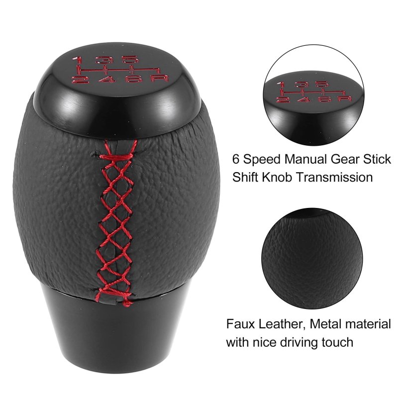 6 Speed Manual Gear Stick Shift Knob Transmission With Dust Cover Lever Shifter Handle For Honda Civic 1992-1995 Black